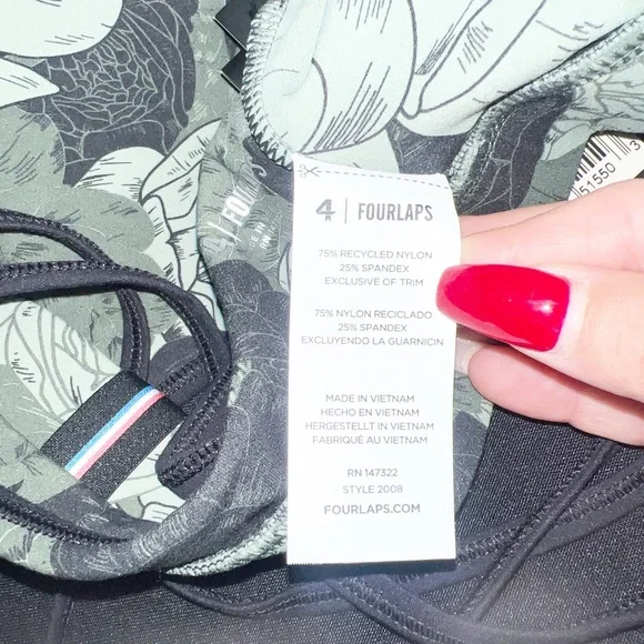 Four Laps vitality athletic fit peonies print thyme olive green new bra - Picture 13 of 14